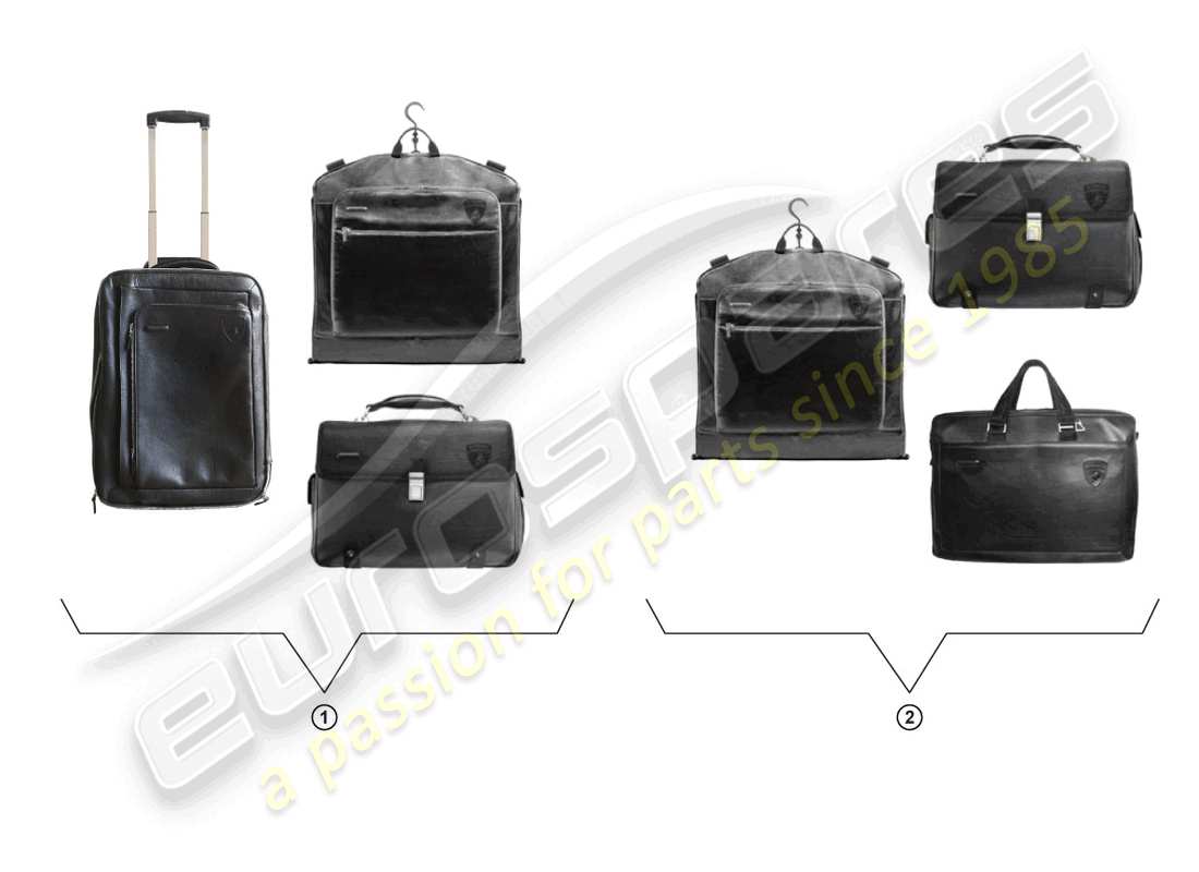 lamborghini gallardo spyder (accessories) diagrama de piezas del set de bolsas de viaje