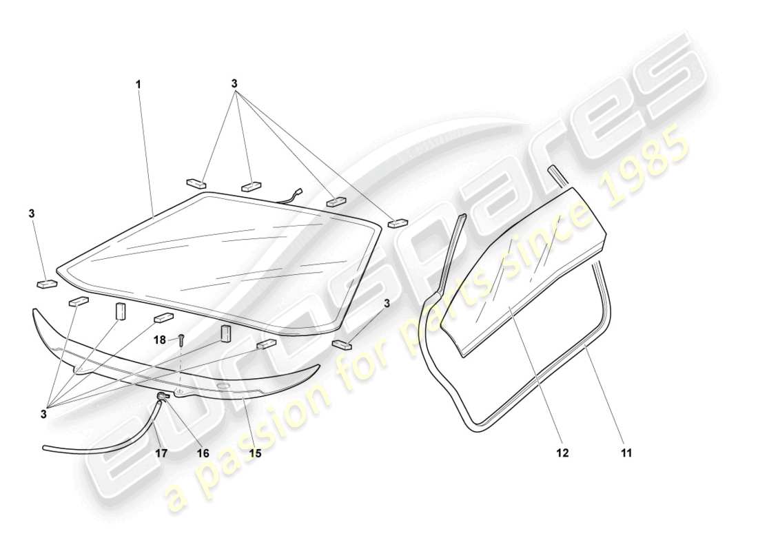 un diagrama de piezas del catálogo de piezas lamborghini reventon roadster