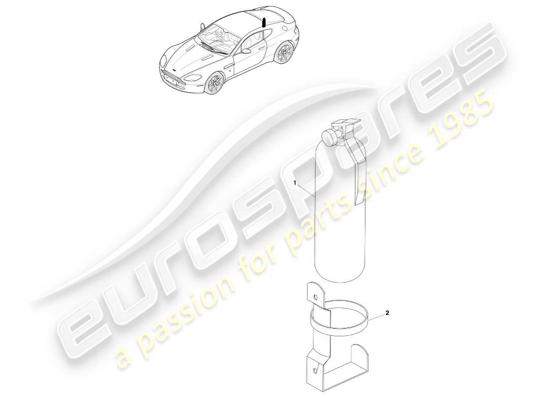 aston martin v8 vantage (2005) diagrama de piezas del extintor de incendios
