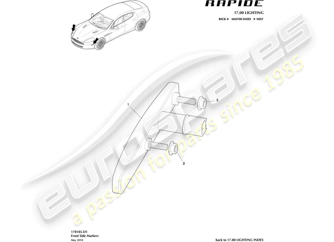 aston martin rapide (2012) front side markers diagrama de piezas