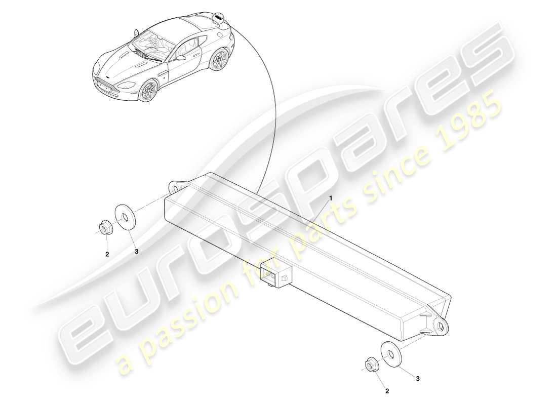 aston martin v8 vantage (2007) diagrama de piezas de la luz de freno montada en alto