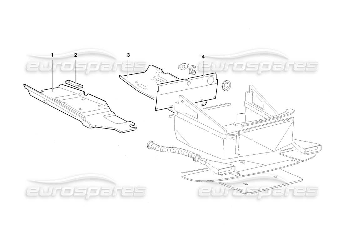 lamborghini diablo sv (1998) diagrama de piezas de paneles de piso de marco (válido para gb - noviembre 1998)