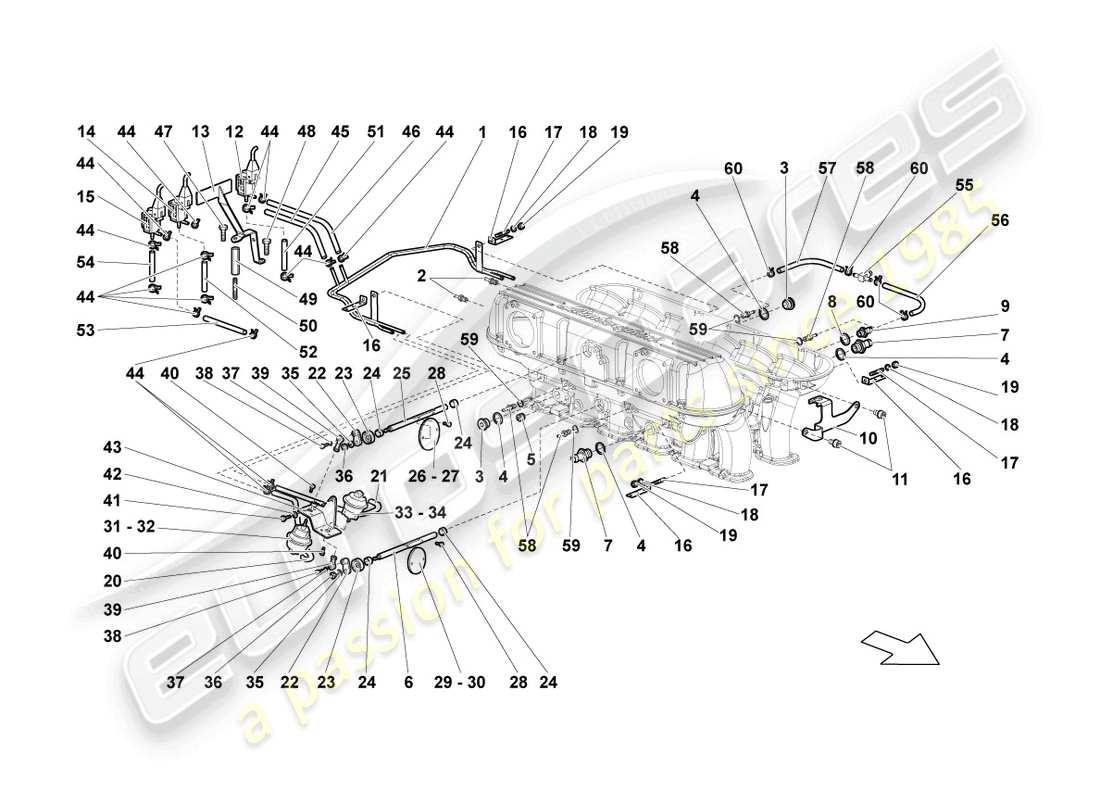 lamborghini lp640 coupe (2009) diagrama de piezas del sistema de vacío