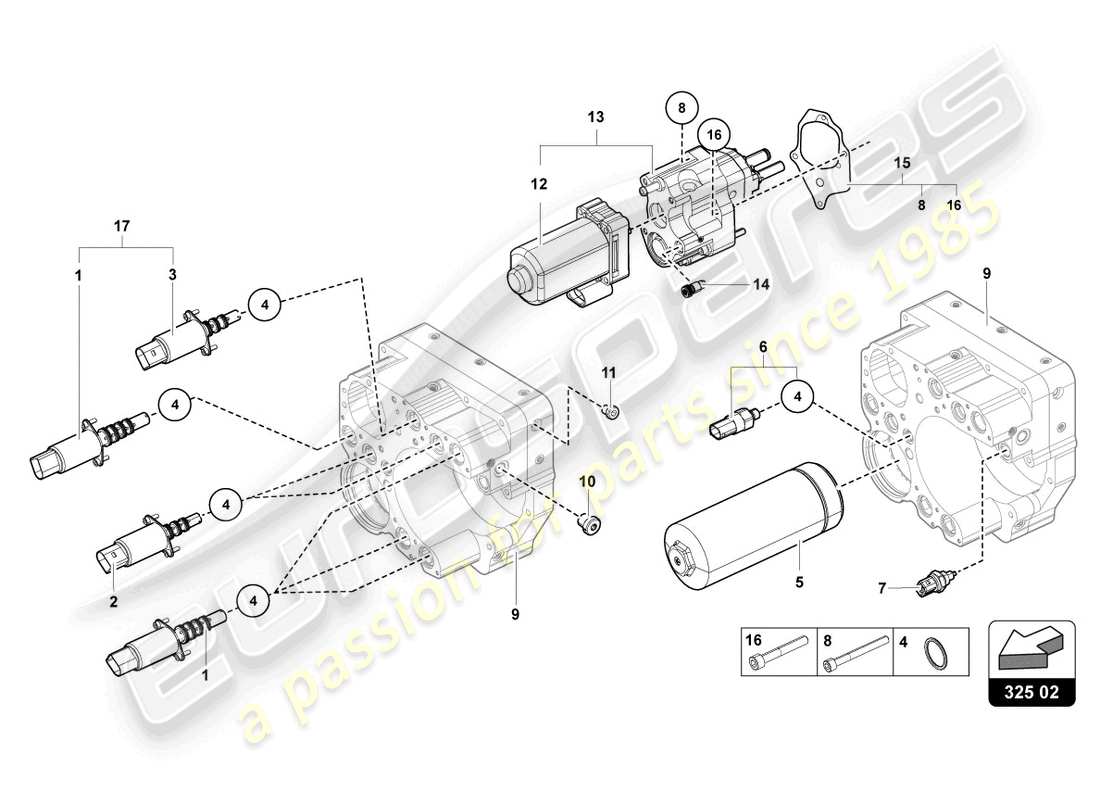 lamborghini countach lpi 800-4 (2022) unidad de control hidráulico diagrama de piezas