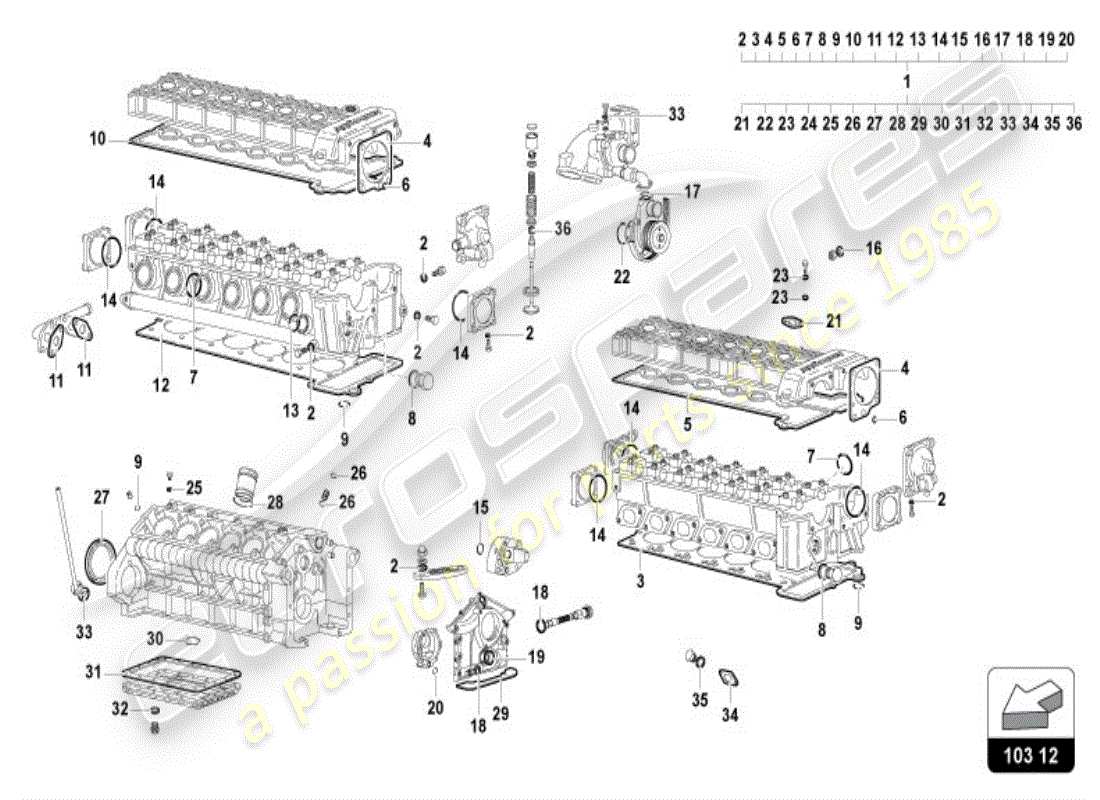 lamborghini diablo vt (1999) engine gasket kit diagrama de piezas