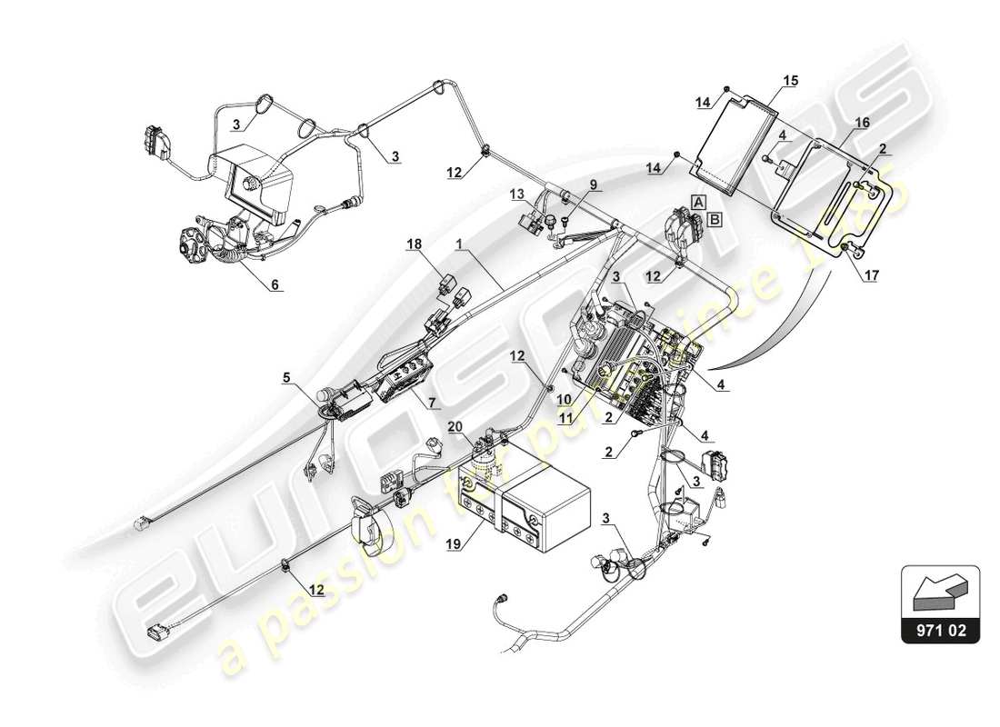 lamborghini gt3 evo (2018) diagrama de piezas del telar de chasis