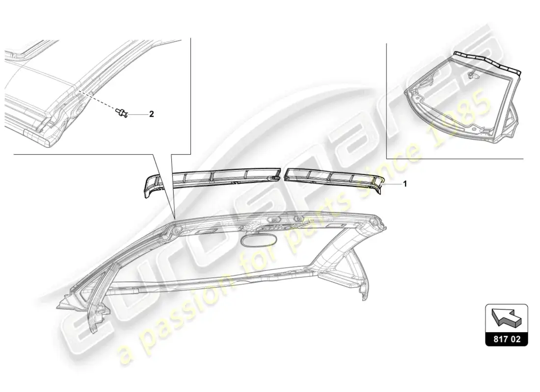 lamborghini lp700-4 roadster (2014) protección contra el viento diagrama de piezas