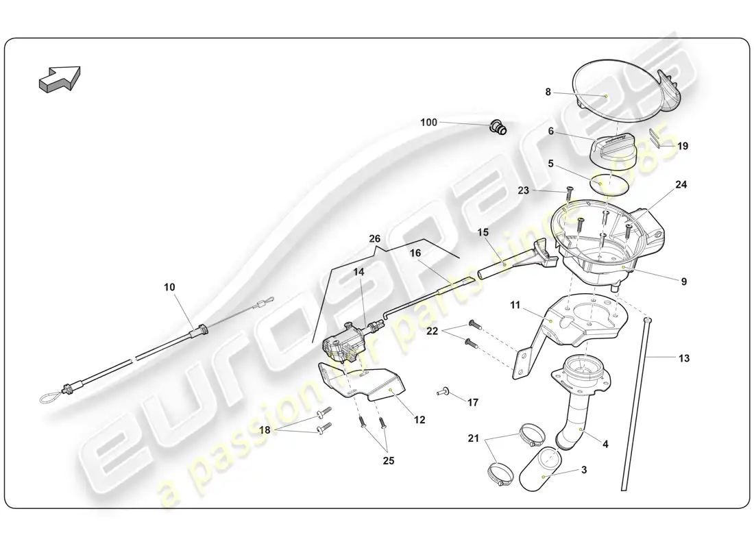 lamborghini super trofeo (2009-2014) fuel system diagrama de piezas