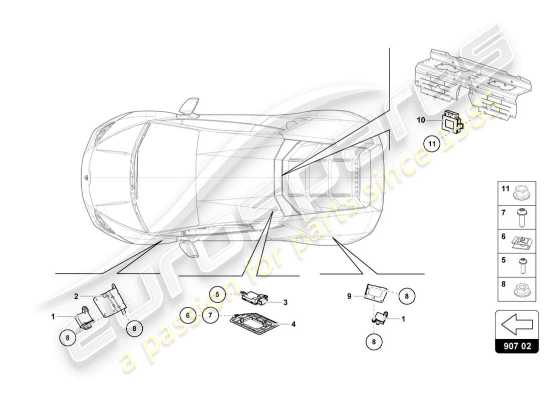 lamborghini evo spyder (2021) pulsador para aviso de presión de neumáticos esquema de piezas