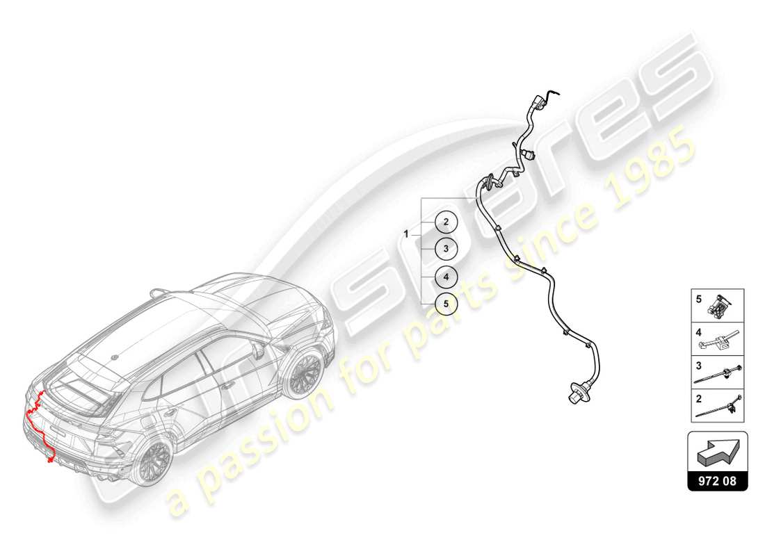 lamborghini urus (2022) juego de cableado para enganche de remolque trasero diagrama de piezas