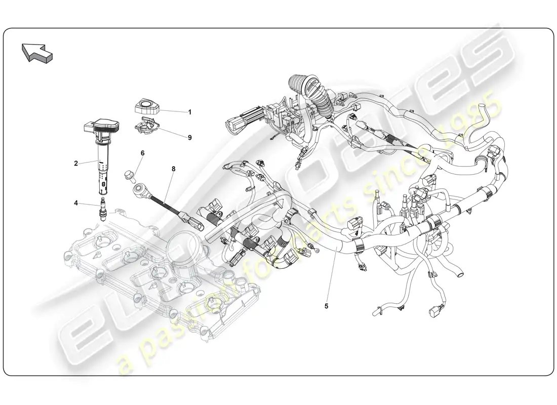 lamborghini super trofeo (2009-2014) sistema de encendido diagrama de piezas