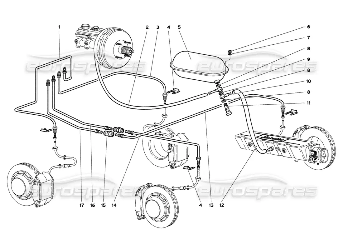 lamborghini diablo 6.0 (2001) brake system diagrama de piezas
