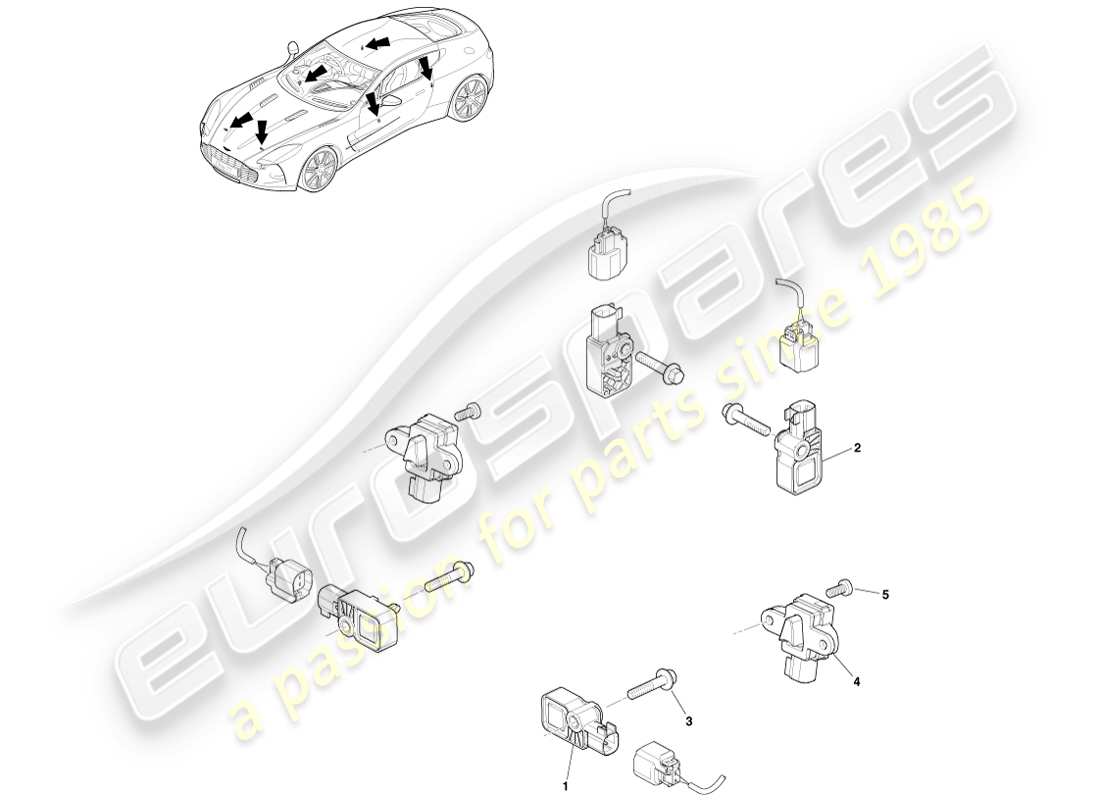 aston martin one-77 (2011) sensores de actuación diagrama de piezas