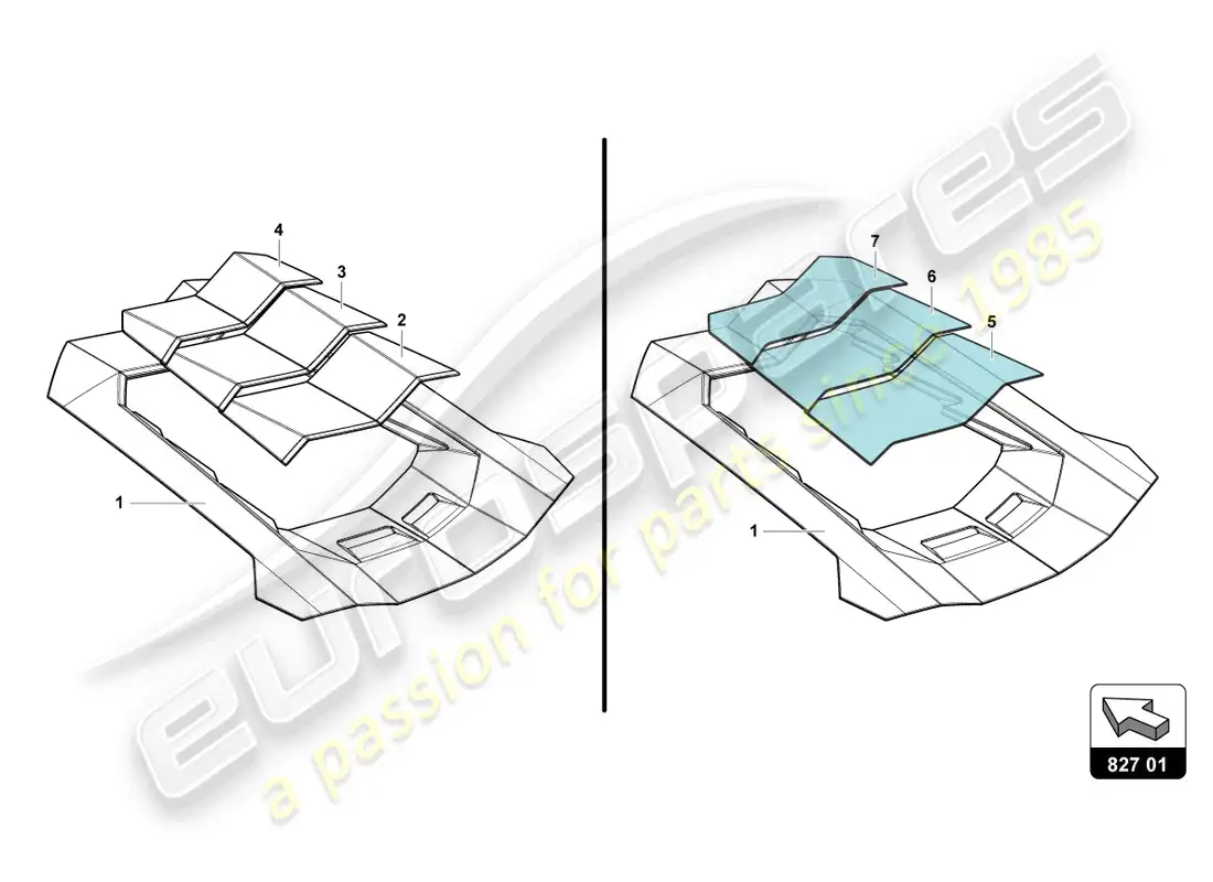 lamborghini lp700-4 coupe (2015) engine cover with insp. cover diagrama de piezas