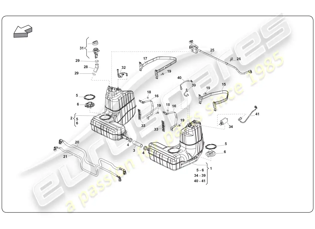 lamborghini super trofeo (2009-2014) fuel system diagrama de piezas
