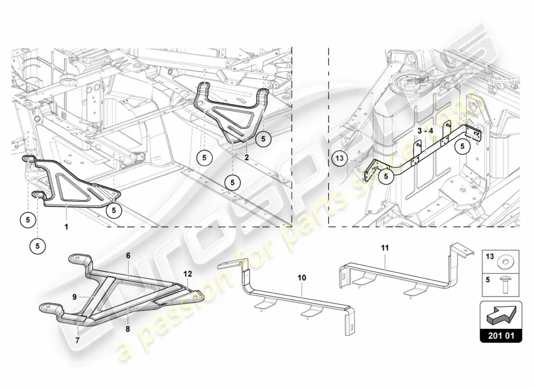 lamborghini centenario roadster (2017) bracket for fuel tank diagrama de piezas