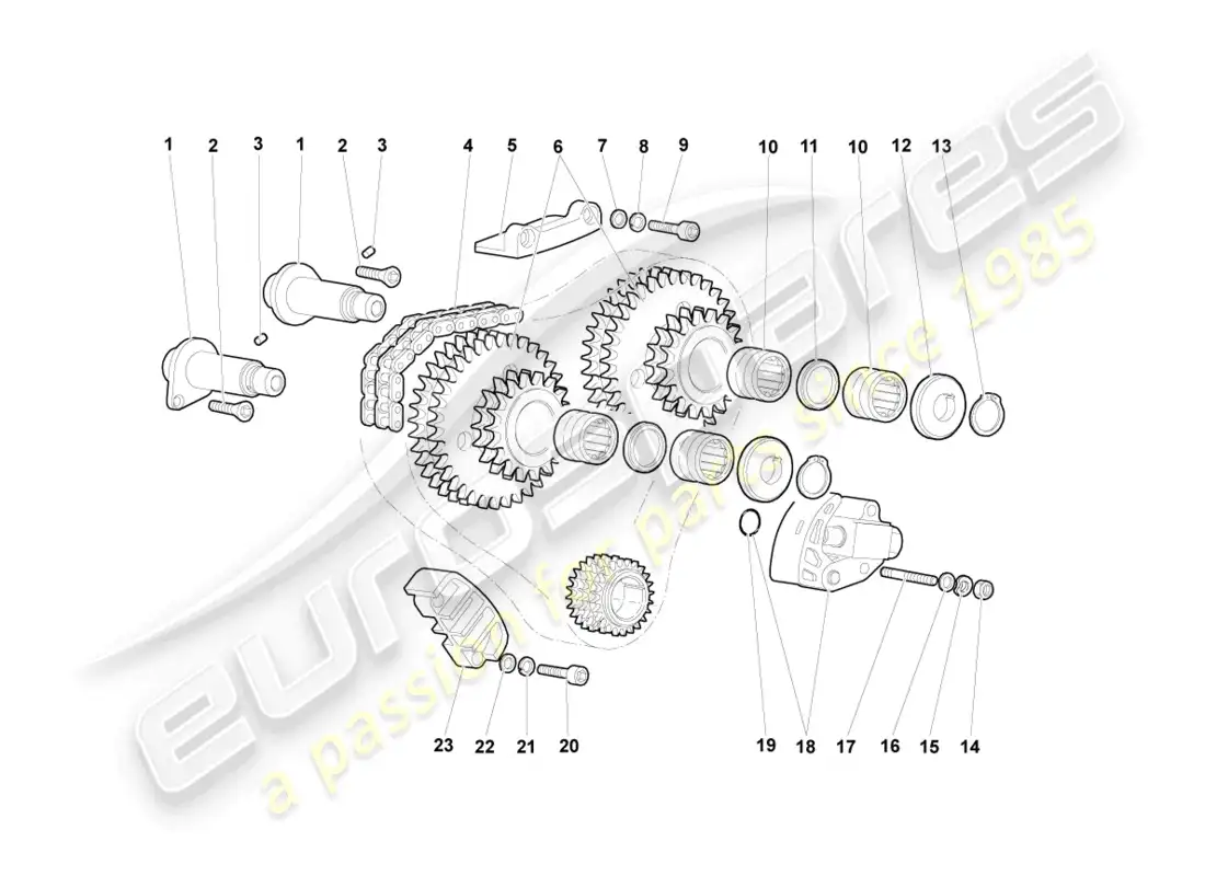 lamborghini murcielago coupe (2006) cadena de distribución diagrama de piezas