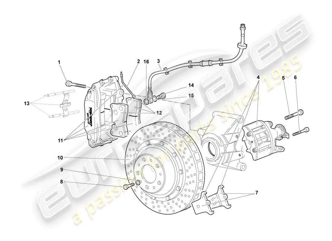 lamborghini murcielago coupe (2006) freno de disco trasero diagrama de piezas