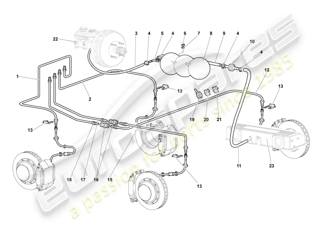 lamborghini murcielago coupe (2006) tubo de freno diagrama de piezas