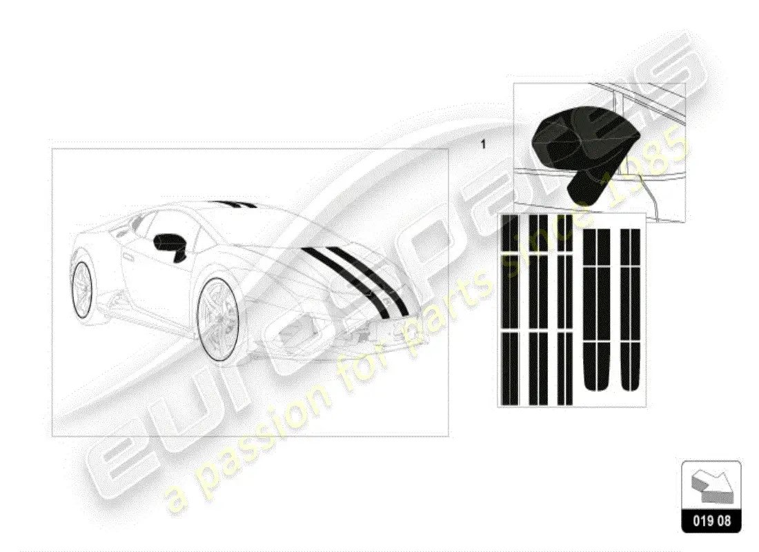 lamborghini huracan lp610-4 coupe (accessories) diagrama de piezas del set decorativo