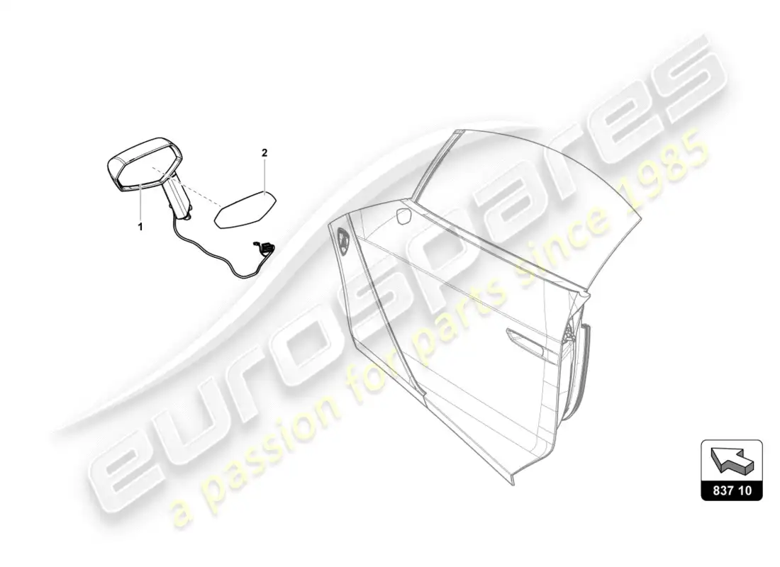 lamborghini centenario coupe (2017) espejo exterior diagrama de piezas