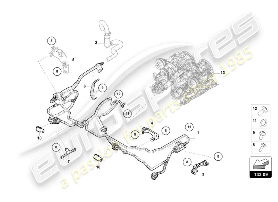 lamborghini urus performante (2024) diagrama de piezas del sistema de vacío