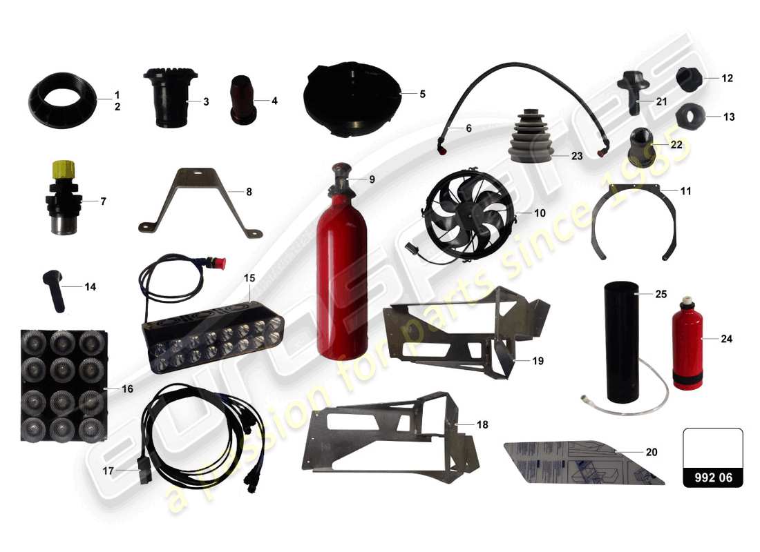 lamborghini super trofeo evo 2 (2022) kit de resistencia diagrama de piezas