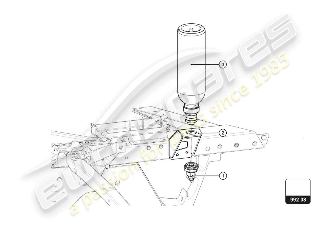 lamborghini super trofeo evo 2 (2022) llenado rápido de aceite diagrama de piezas