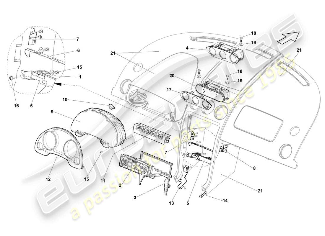 lamborghini lp570-4 sl (2013) instrumento combi diagrama de piezas