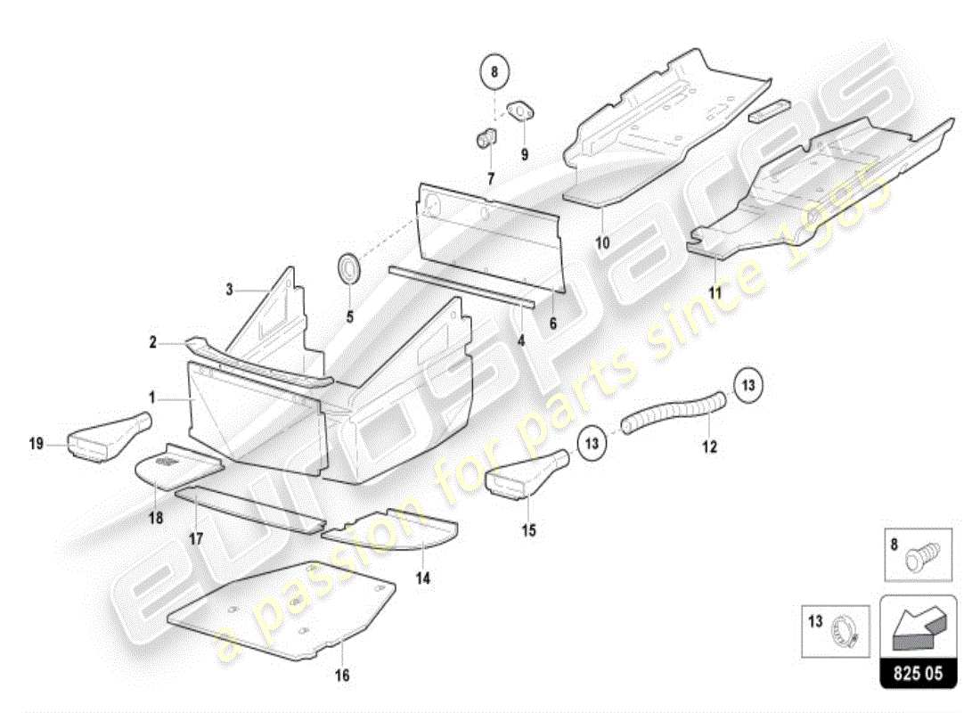 lamborghini diablo vt (1998) panel de ajuste diagrama de piezas