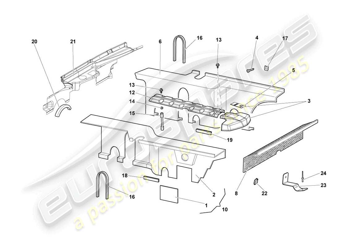 lamborghini lp640 roadster (2009) absorbentes de sonido diagrama de piezas