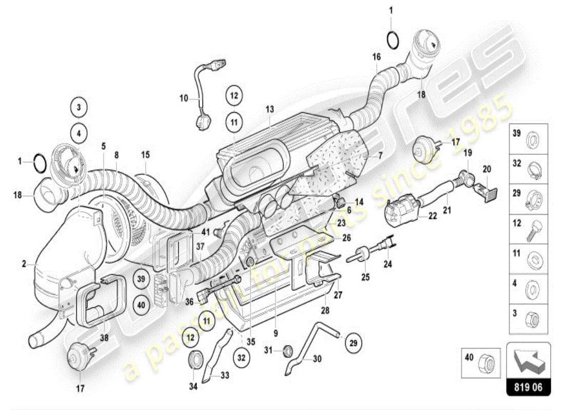 lamborghini diablo vt (1999) canal de guia aerea diagrama de piezas