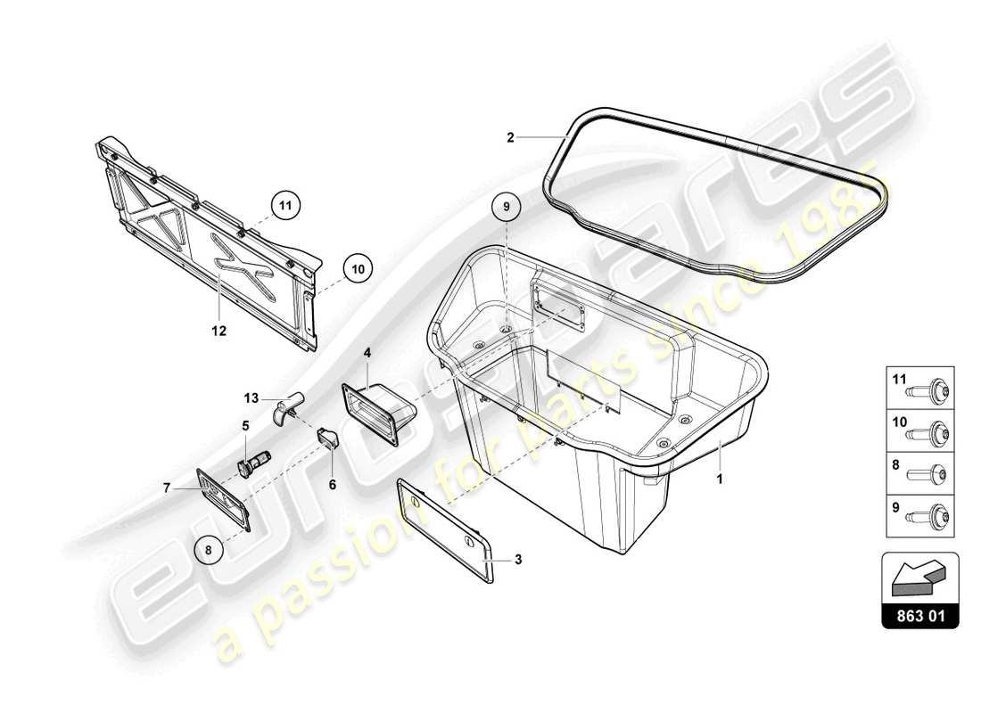 lamborghini sterrato (2024) forro del maletero diagrama de piezas