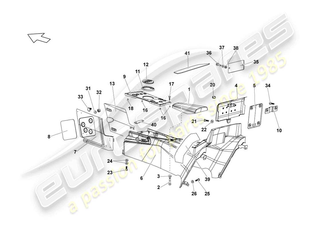 lamborghini lp670-4 sv (2010) consola central diagrama de piezas