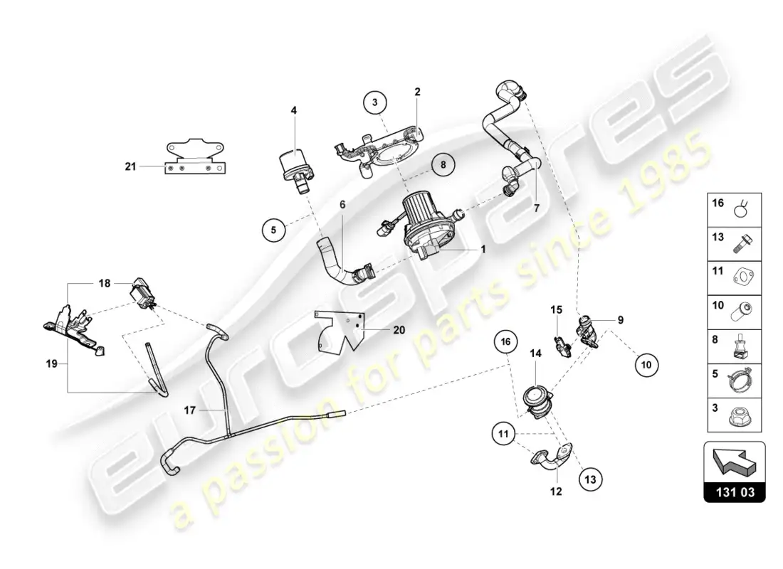 lamborghini lp600-4 zhong coupe (2015) bomba de aire secundario diagrama de piezas
