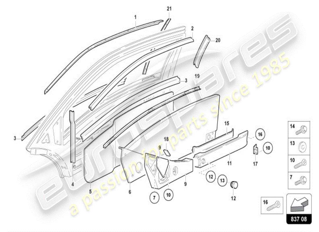 lamborghini diablo vt (1998) puerta diagrama de piezas