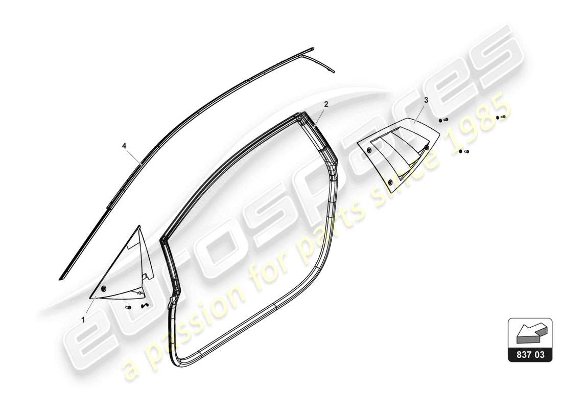 lamborghini gt3 evo (2018) puertas piezas adicionales diagrama de piezas