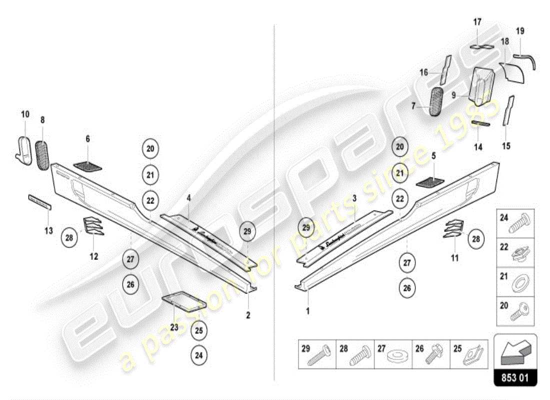 lamborghini diablo vt (1995) lateral externo inferior para alojamiento de rueda diagrama de piezas
