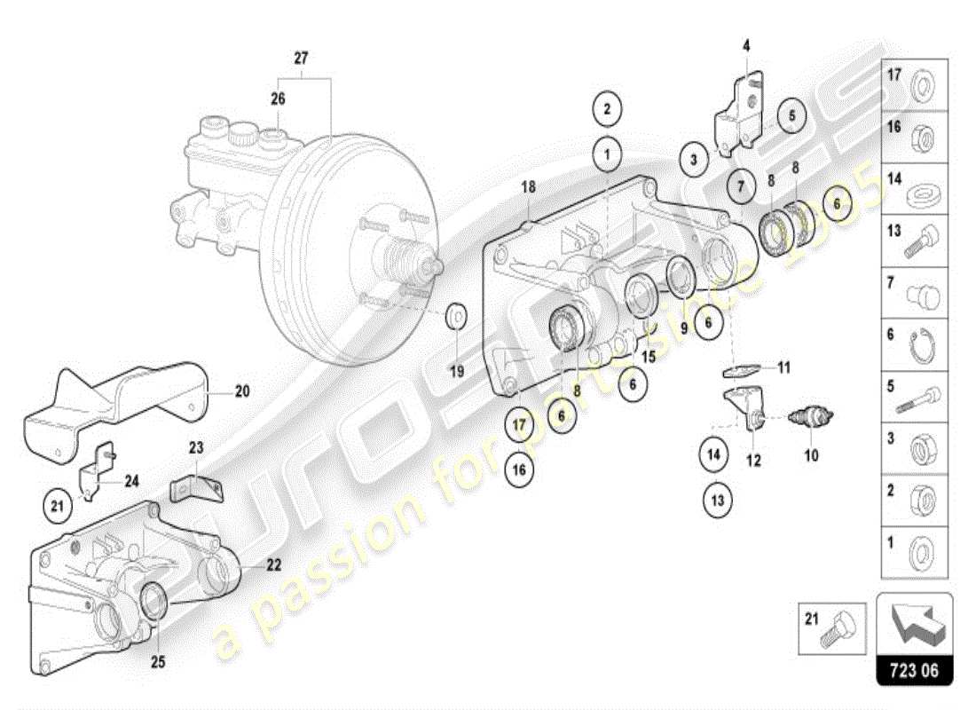 lamborghini diablo vt (1998) freno y aceleración. palanca mecanica. diagrama de piezas