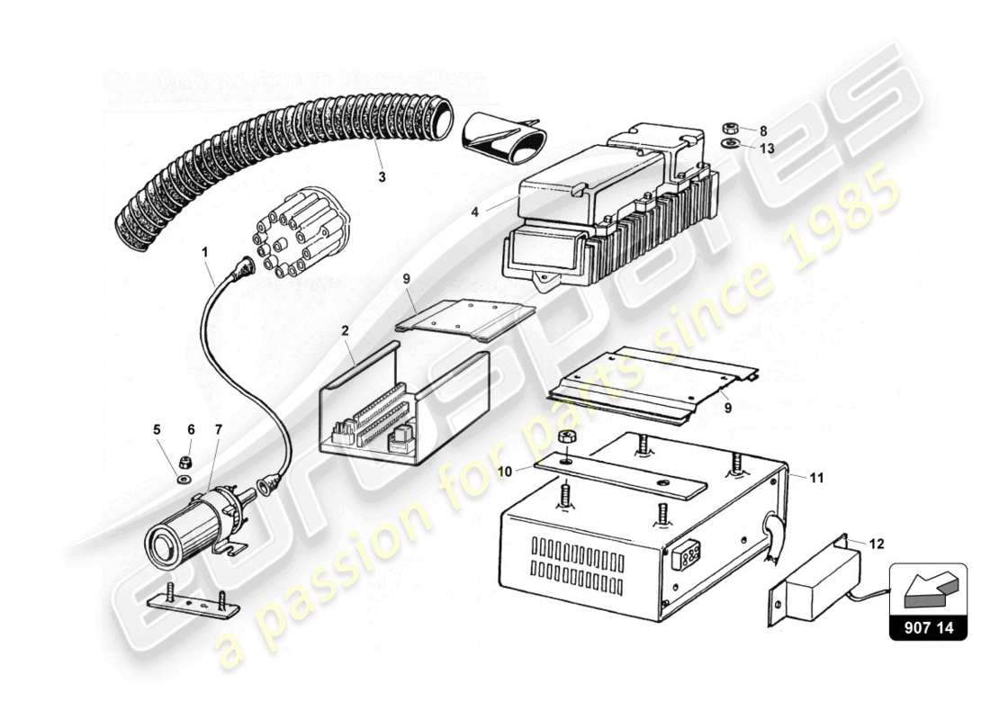 lamborghini countach 25th anniversary (1989) diagrama de piezas del sistema eléctrico