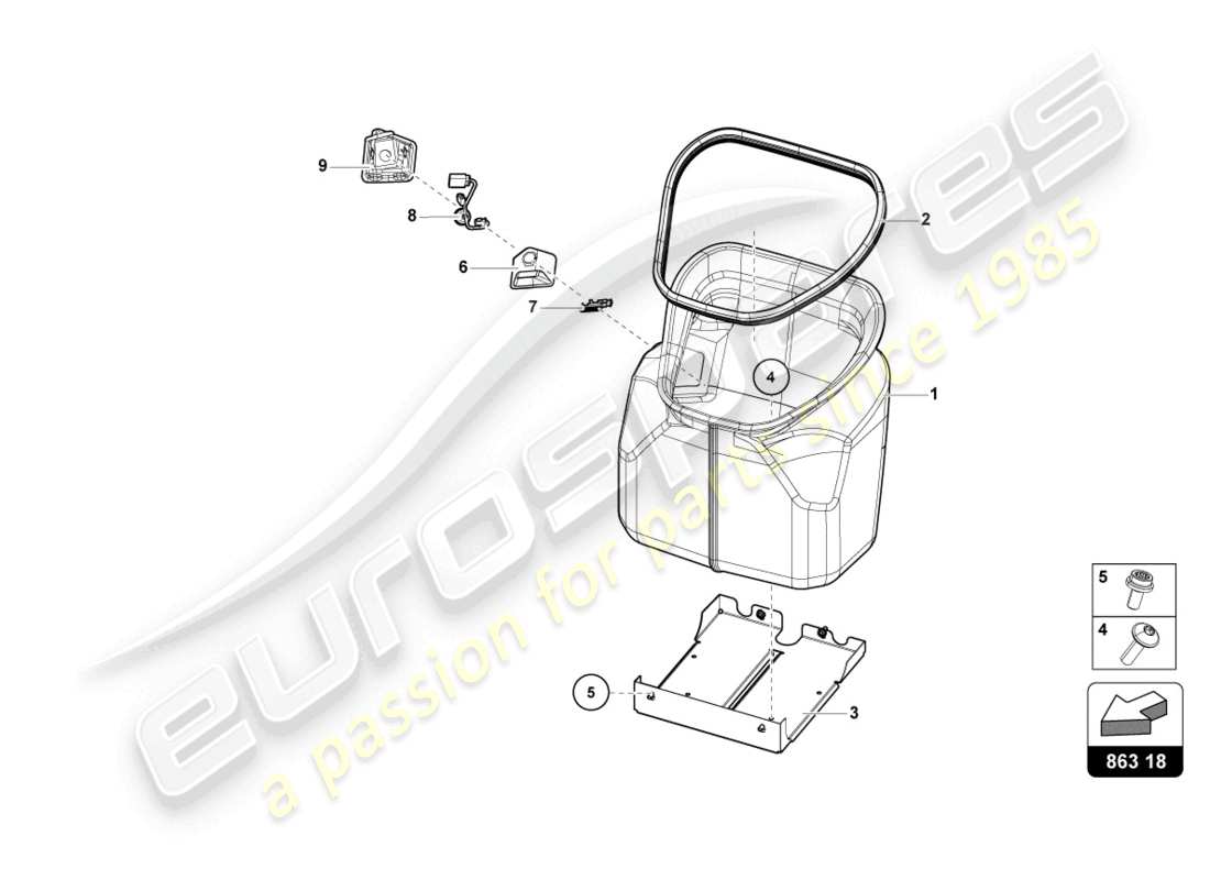 lamborghini sian roadster (2021) complemento de equipaje. recubrimiento de piso diagrama de piezas