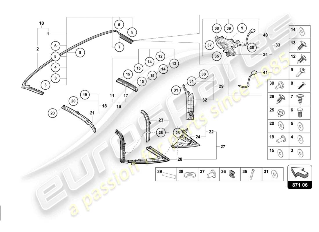 lamborghini evo spyder (2022) sello diagrama de piezas