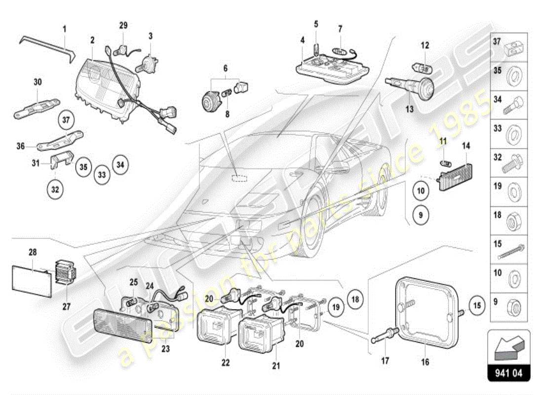 lamborghini diablo vt (1999) diagrama de piezas de faros