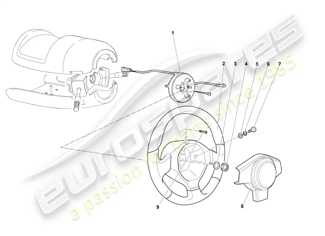 lamborghini murcielago coupe (2002) volante diagrama de piezas