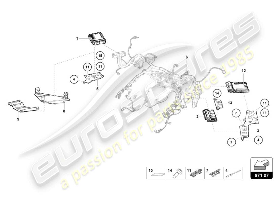 lamborghini evo spyder (2024) unidad de control del motor diagrama de piezas