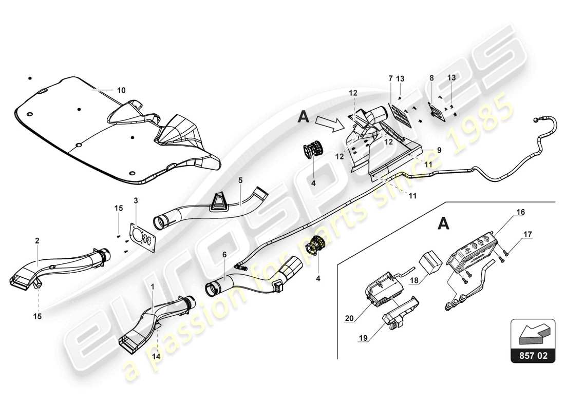 lamborghini 2017 (gt3) diagrama de piezas de consolle