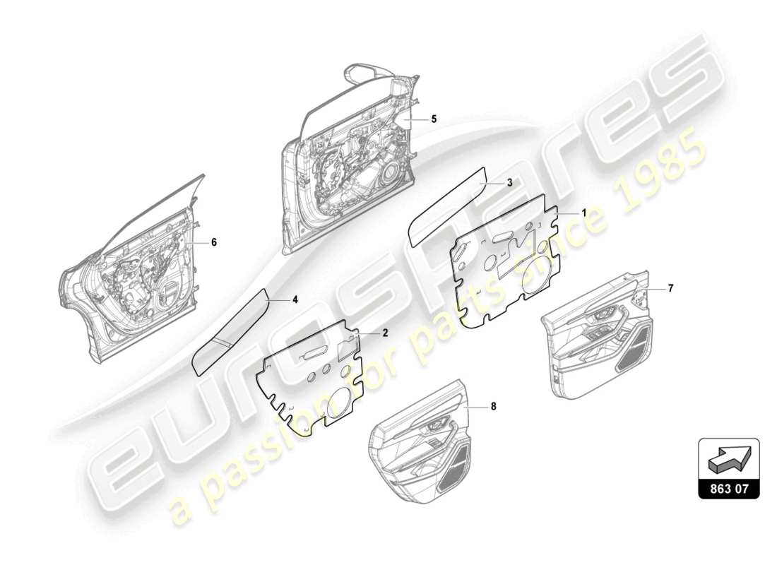 lamborghini urus s (2023) pieza absorbedor de sonido diagrama de piezas