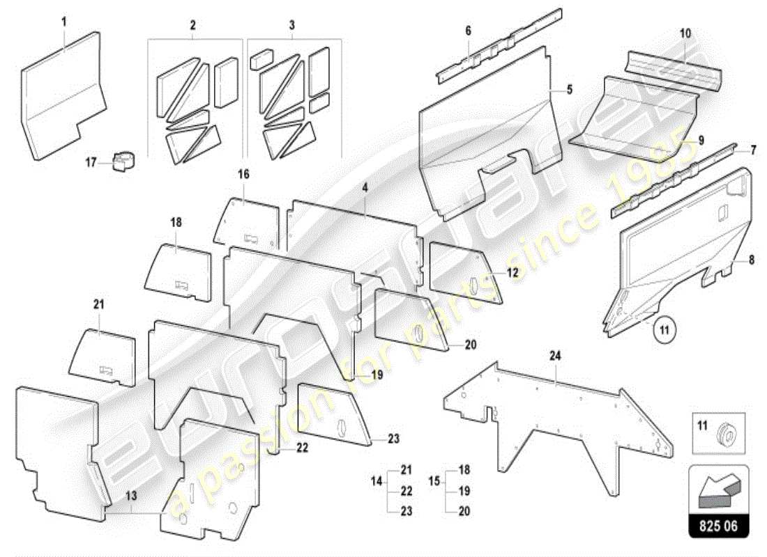 lamborghini diablo vt (1998) aislamiento del motor diagrama de piezas