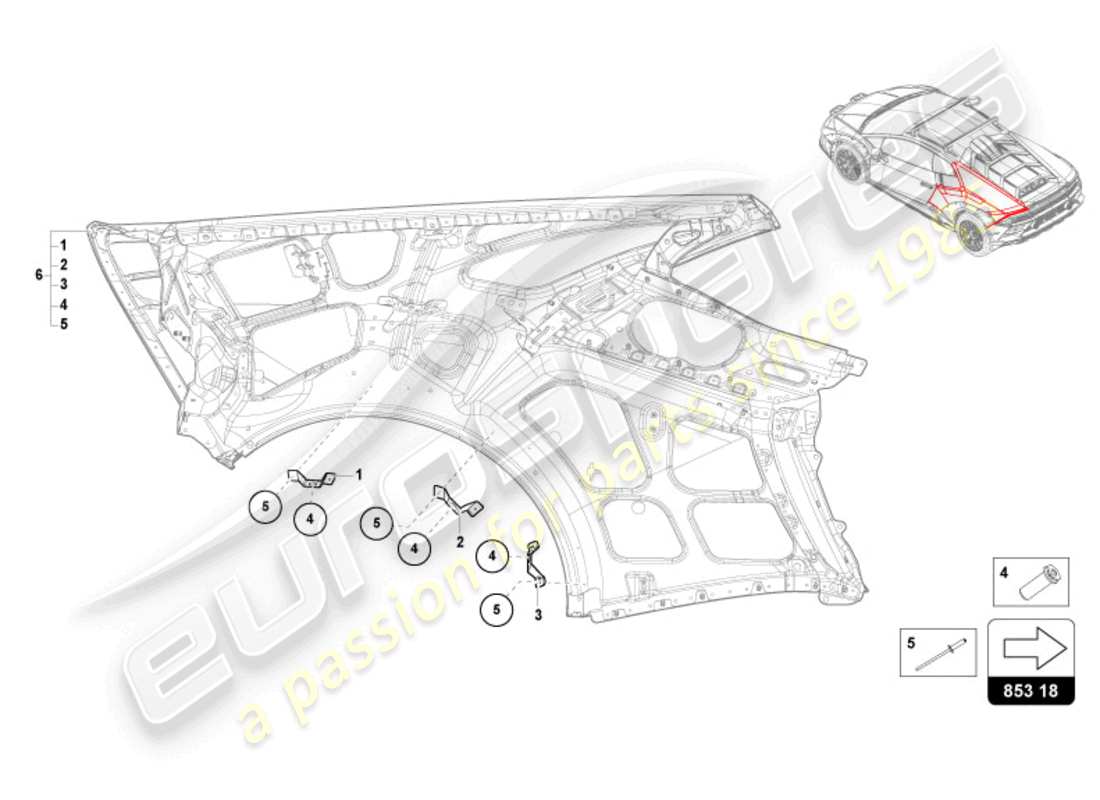 lamborghini 2024 (sterrato) diagrama de piezas del ala