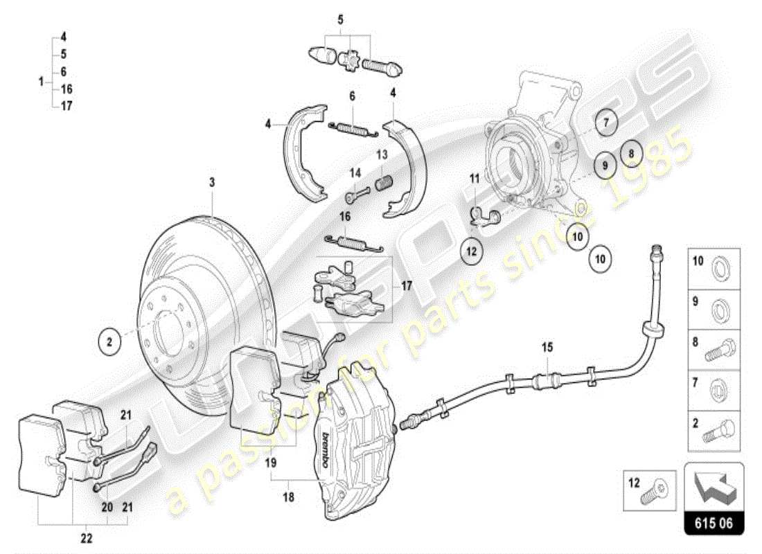 lamborghini diablo vt (1996) disco de freno trasero diagrama de piezas